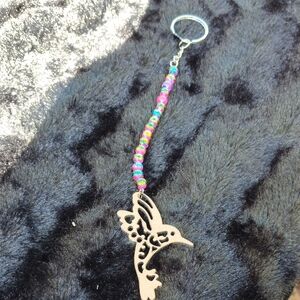 Colorful Beaded Hummingbird Keychain